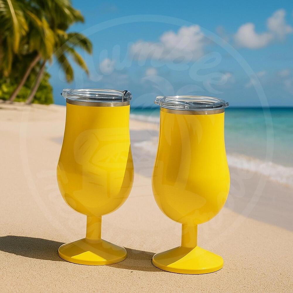 2 ORCA Poco Sunflower Yellow 17 oz Insulated Stainless Steel Cocktail Cup W/ Lid